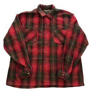 Vintage 1950s Dutchmaid Wool Chore Shirt Red Plaid 17-17.5 USA